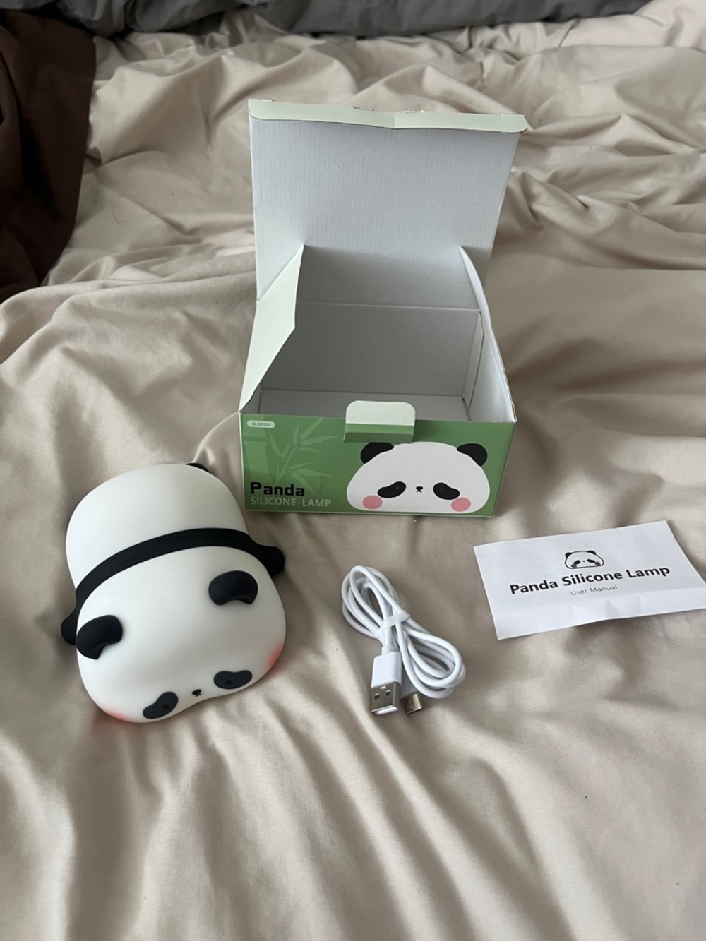 Panda Silicone Lamp Night Light - White/Black